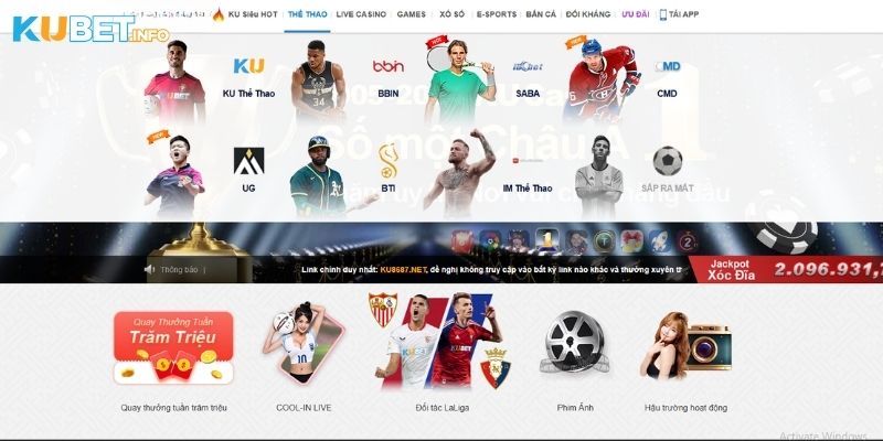 Bật mí các sảnh thể thao tại nhà cái Kubet